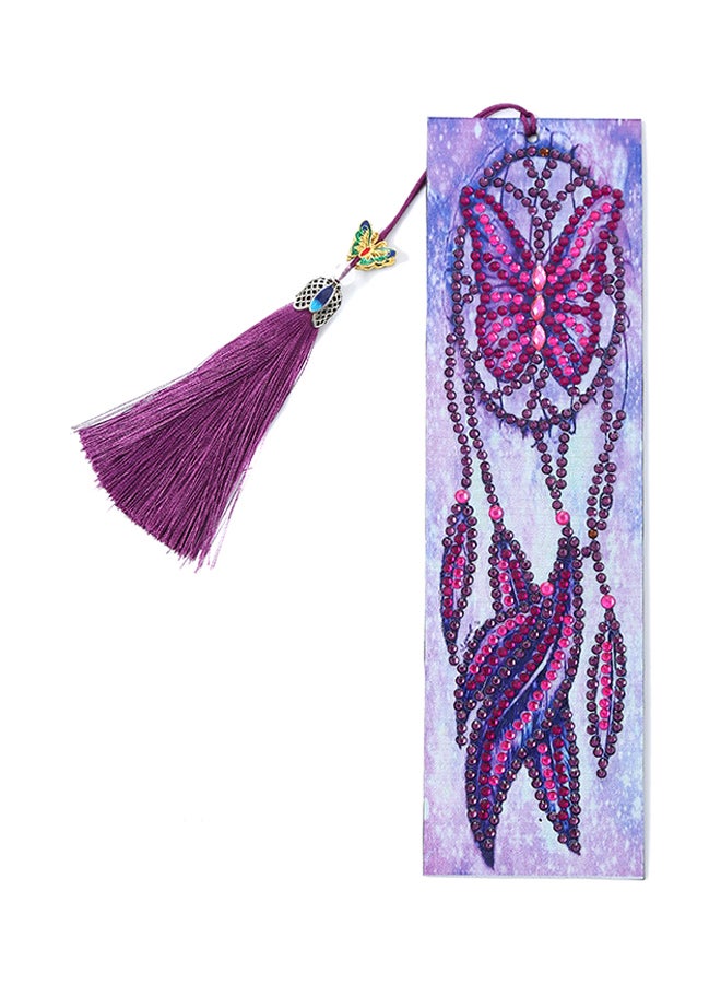 Generic DIY Diamond Painting Special Shaped Flower Leather Tassel Bookmark Crafts Multicolour 