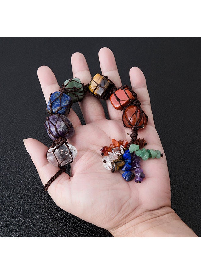 Generic - 7 Chakra Hanging Feng Shui Ornament Natural Stones Car Home Decoration Multicolour - Image 1