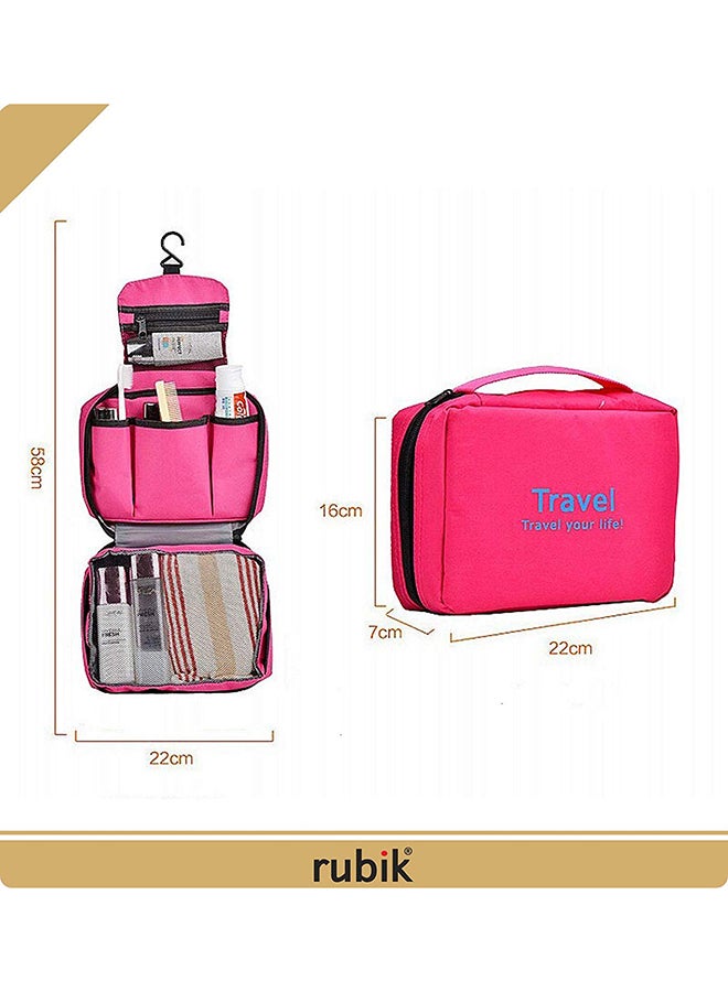 روبيك حقيبة مستحضرات تجميل محمولة ومتعددة الوظائف ومضادة للماء وردي - Image 2
