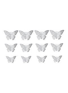 Generic 12-Piece 3D Butterfly Wall Stickers Silver  - Image 1