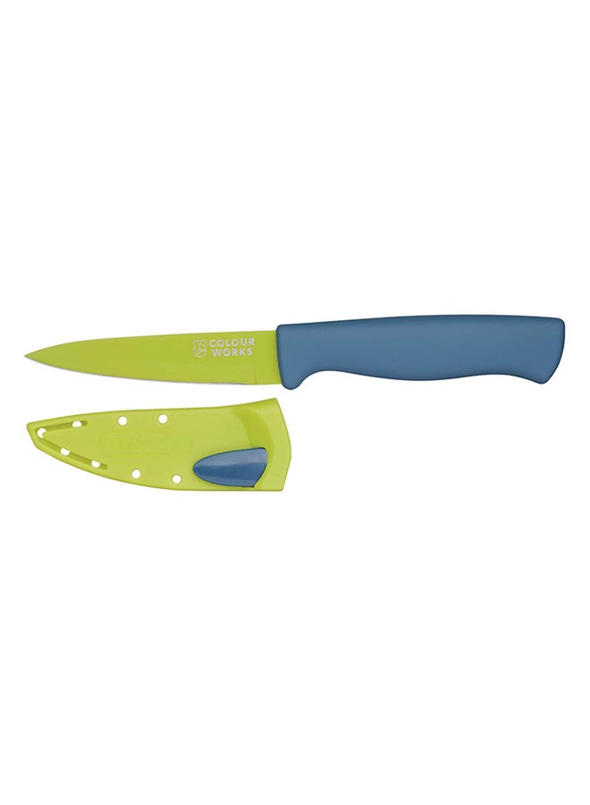 KitchenCraft - Paring Knife With Edgekeeper Technology Sheath Green 9.5cm - Image 1