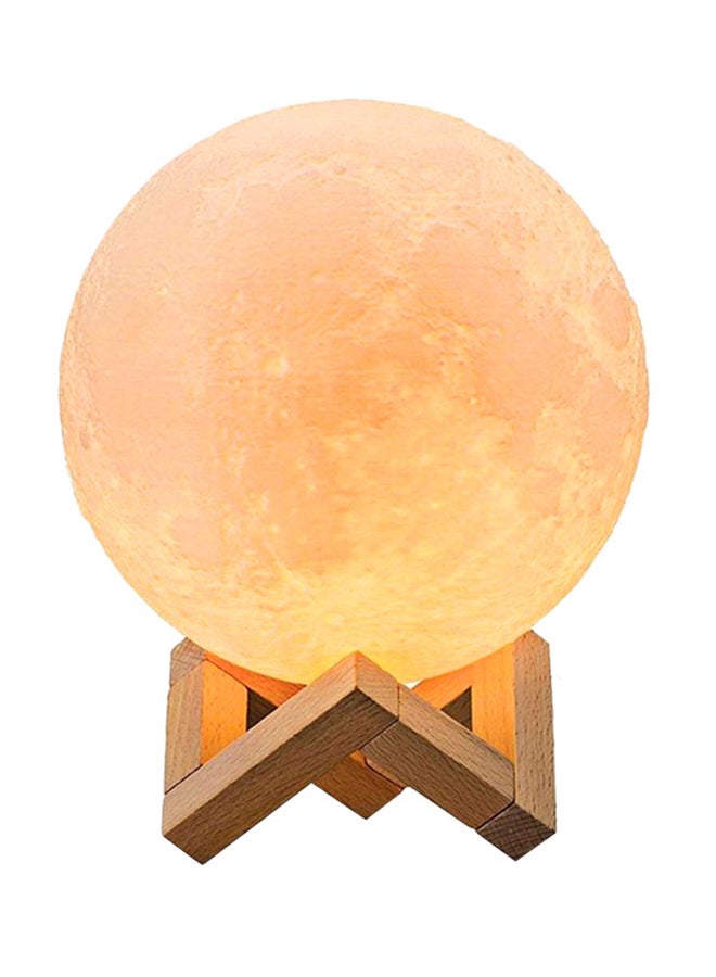 أيبيسي مصباح LED بتصميم على شكل قمر ثلاثي الأبعاد بمنفذ USB مع حامل أصفر/بني 13سم - Image 1