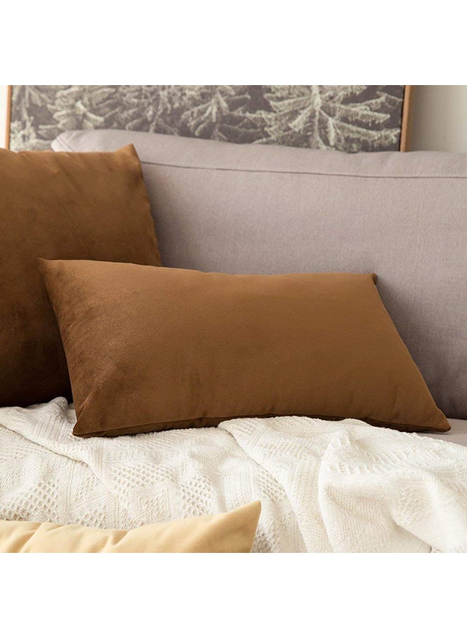 REGAL IN HOUSE 6-Piece Velvet Decorative Solid Filled Cushion Set Brown 65x65cm  - Image 2