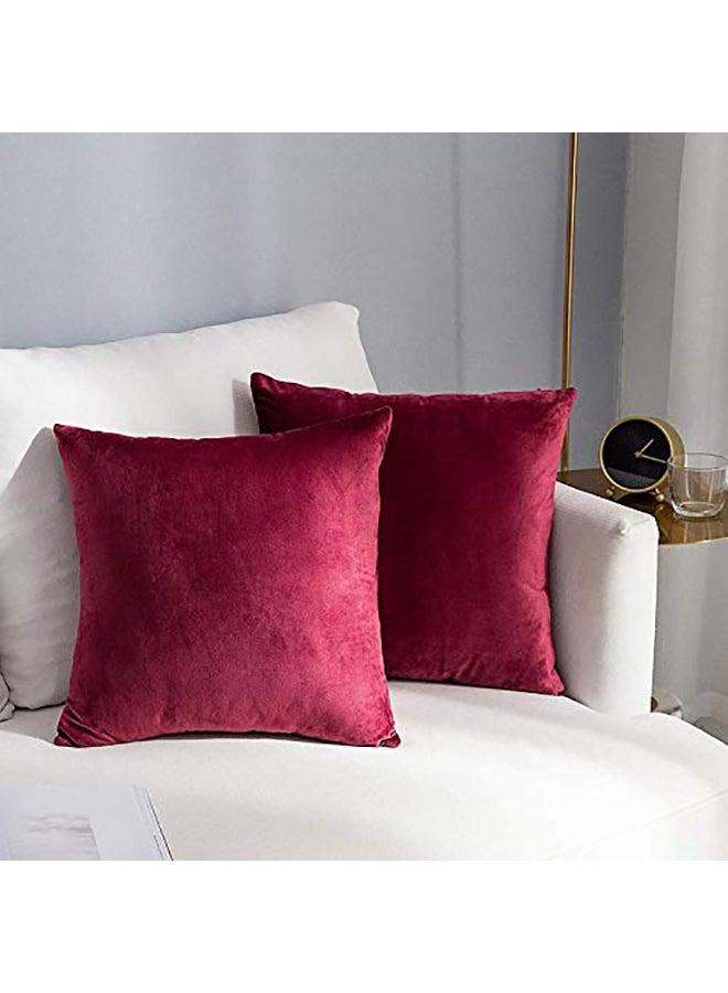 REGAL IN HOUSE 4-Piece Solid Pattern Decorative Pillow velvet Maroon 65 x 65cm  - Image 1