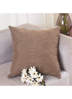 REGAL IN HOUSE 5-Piece Solid Pattern Decorative Pillow linen Brown 45x45cm  - Image 1
