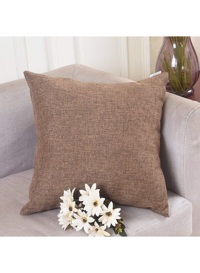 REGAL IN HOUSE - 5-Piece Solid Pattern Decorative Pillow linen Brown 45x45cm - Image 1