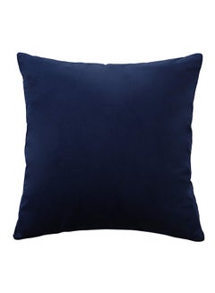 5-Piece Solid Pattern Decorative Pillow Velvet Dark Blue 30 x 30cm