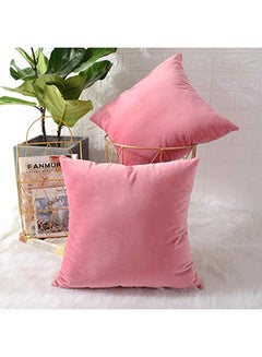 5-Piece Solid Pattern Decorative Pillow velvet Pink 30 x 30cm