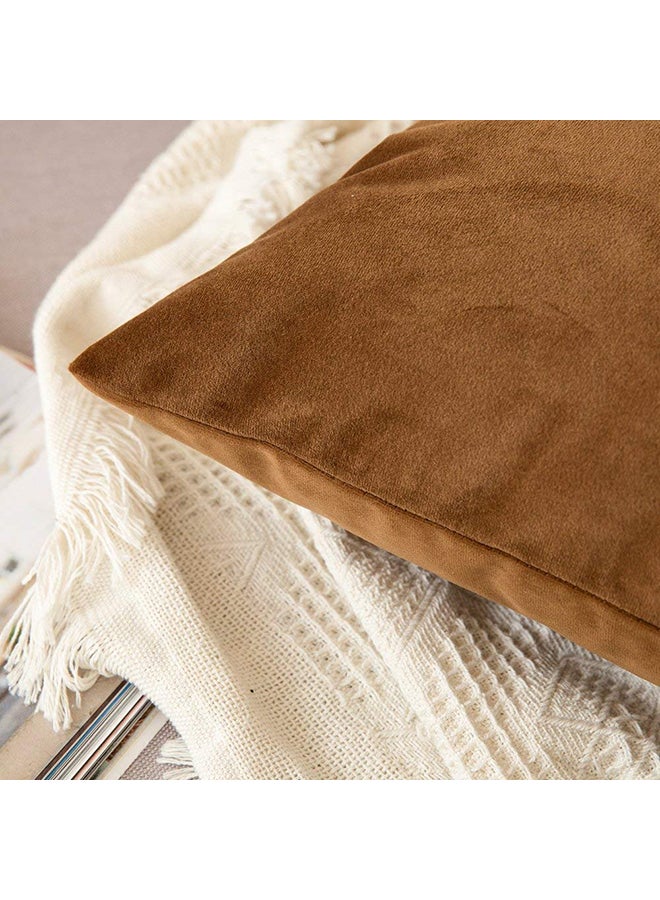 REGAL IN HOUSE 2-Piece Decorative Solid Filled Cushion Brown 65x65cm  - Image 2