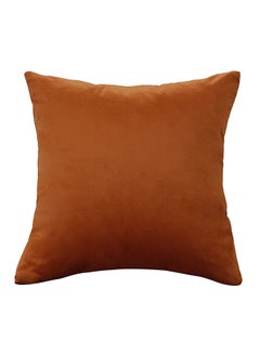 2-Piece Solid Pattern Decorative Pillow velvet Brown 25 x 25cm
