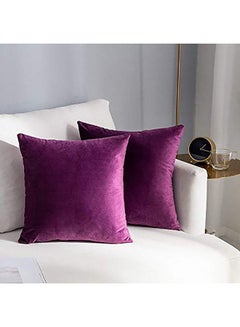 REGAL IN HOUSE 2-Piece Solid Pattern Decorative Pillow velvet Wine Purple 30 x 10 x 30cm 