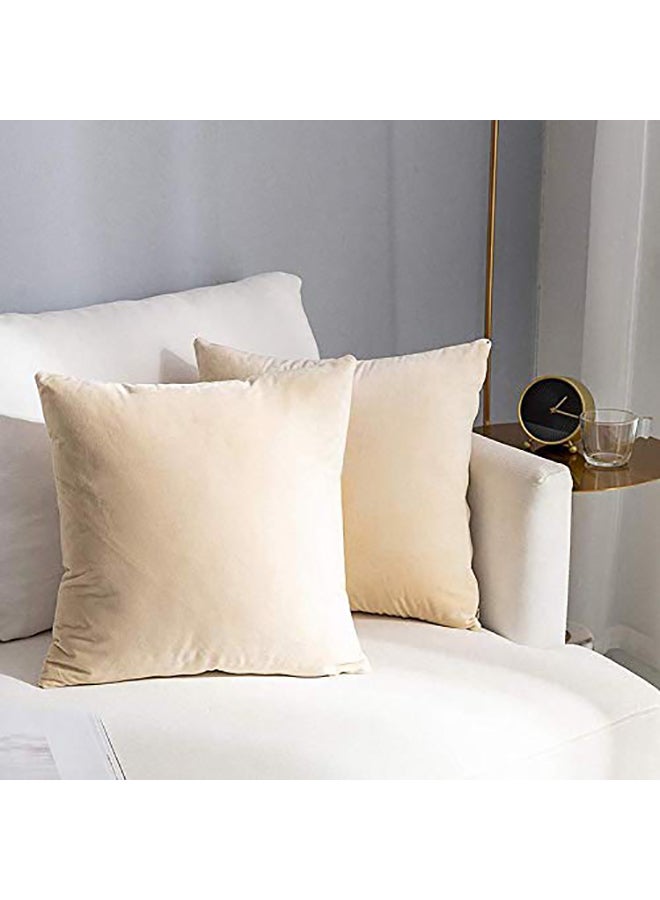 REGAL IN HOUSE 2-Piece Solid Pattern Decorative Pillow polyester Beige 30x30cm 