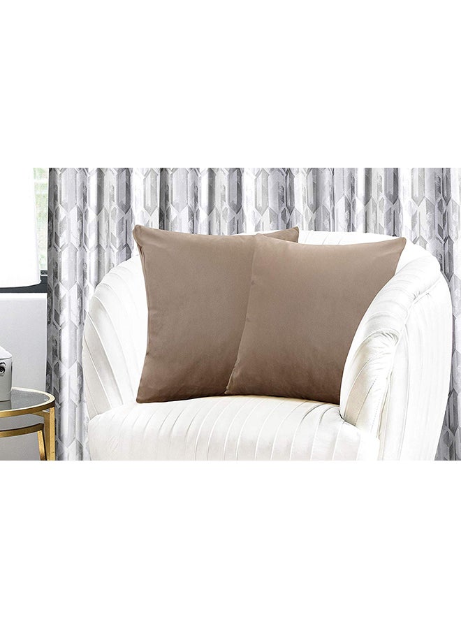 REGAL IN HOUSE 3-Pieces Velvet Decorative Solid Filled Cushion Set Cream Powder 65x65cm  - Image 3