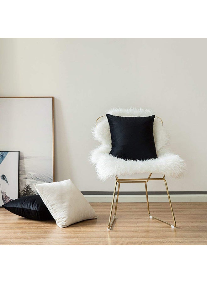 REGAL IN HOUSE 4-Piece Velvet Decorative Solid Filled Cushion Set Black 45x45cm - Image 3