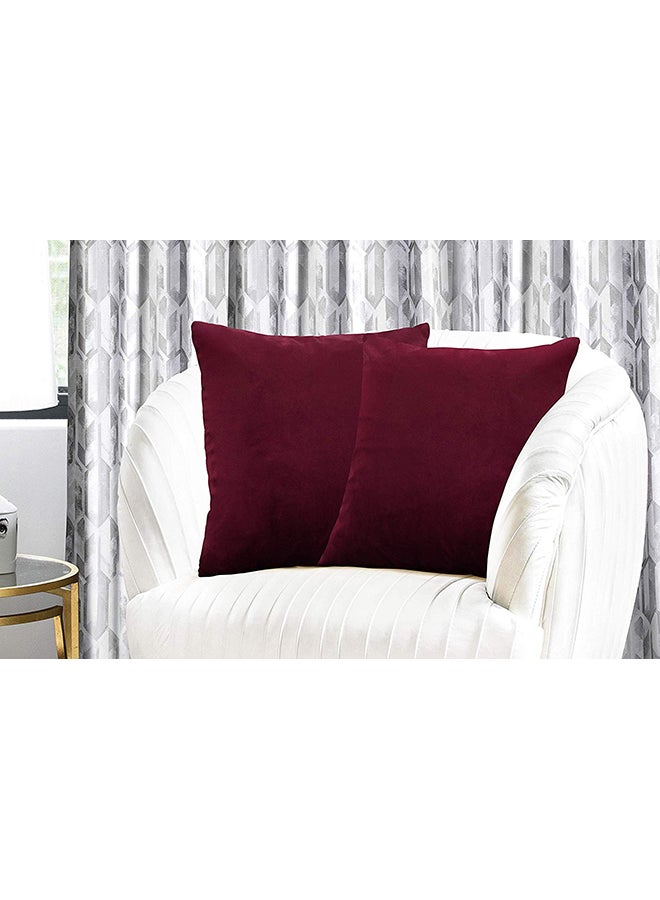 REGAL IN HOUSE 4-Piece Velvet Decorative Solid Filled Cushion Set Maroon Red 45x45cm - Image 3