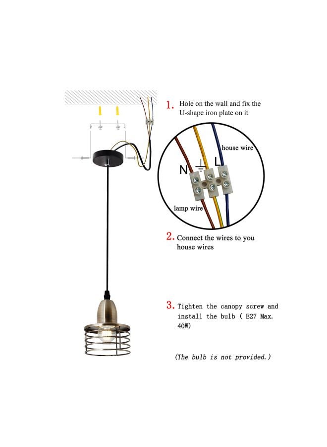 Retro Style Pendant Light Black 20x17x17cm  - Image 3