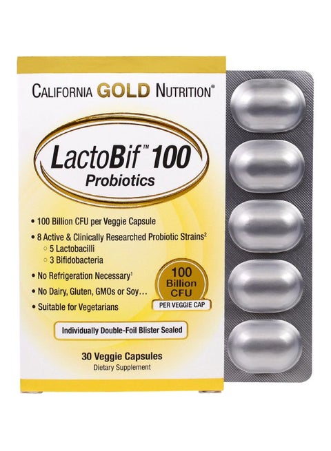 LactoBif Probiotics Dietary Supplement - 30 Veggie Capsules
