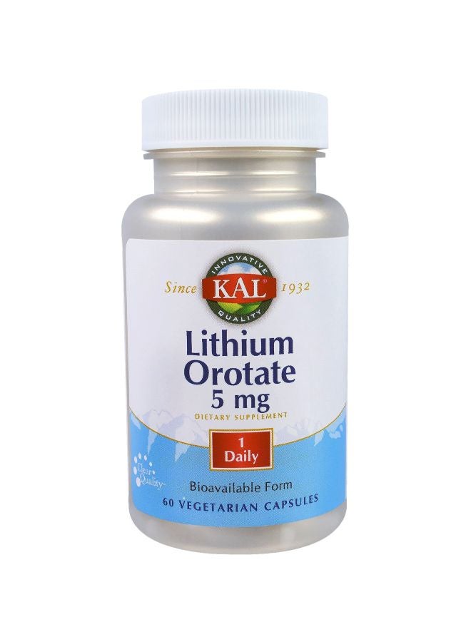 KAL - Lithium Orotate 5 mg - 60 Vegetarian Capsules - Image 1