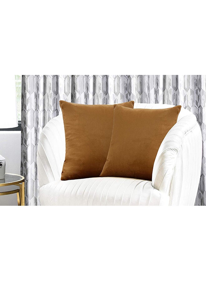REGAL IN HOUSE 4-Piece Velvet Decorative Solid Filled Cushion Set Brown 30x30cm  - Image 3