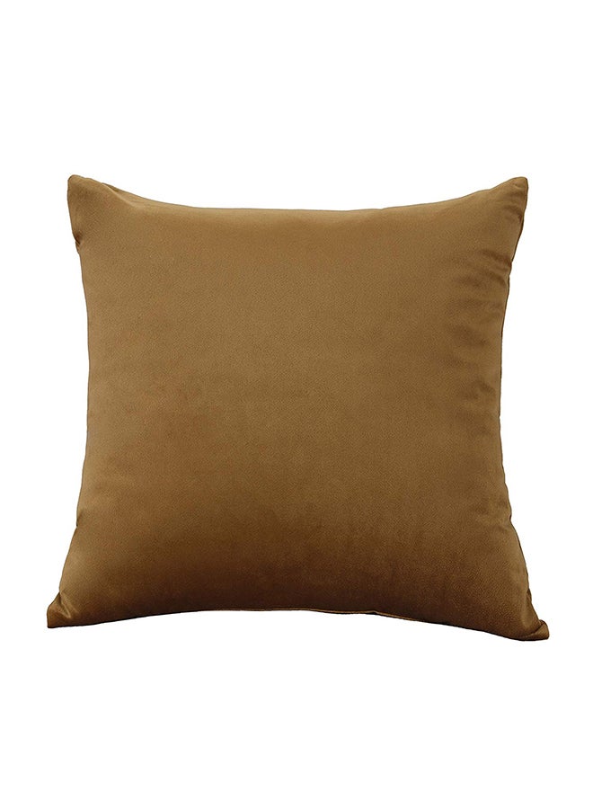 REGAL IN HOUSE 4-Piece Velvet Decorative Solid Filled Cushion Set Brown 30x30cm  - Image 1
