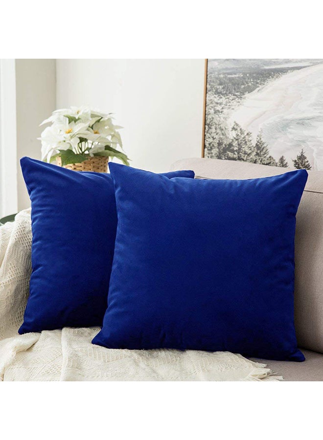 REGAL IN HOUSE 3-Piece Solid Pattern Decorative Pillow velvet Blue 40 x 40cm  - Image 1
