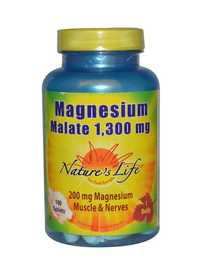 Nature's Life Magnesium Malate 1300 Mg Dietary Supplement- 100 Tablets 