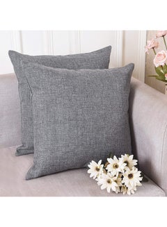 3-Piece Solid Pattern Decorative Pillow linen Grey 65 x 10 x 65cm
