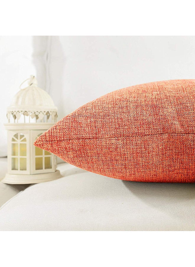 REGAL IN HOUSE 5-Piece Solid Pattern Decorative Pillow linen Light Orange 45x45cm  - Image 2