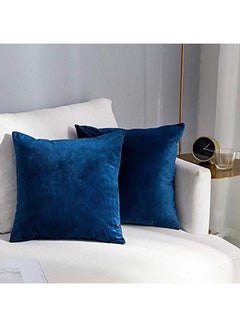 5-Piece Solid Pattern Decorative Pillow velvet Royal Blue 45x45cm