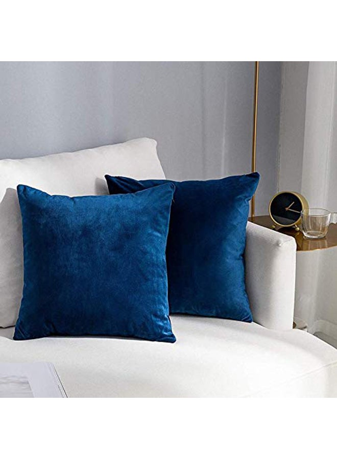 REGAL IN HOUSE - 5-Piece Solid Pattern Decorative Pillow velvet Royal Blue 45x45cm - Image 1