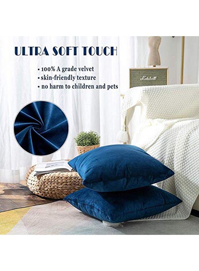 REGAL IN HOUSE - 5-Piece Solid Pattern Decorative Pillow velvet Royal Blue 45x45cm - Image 1