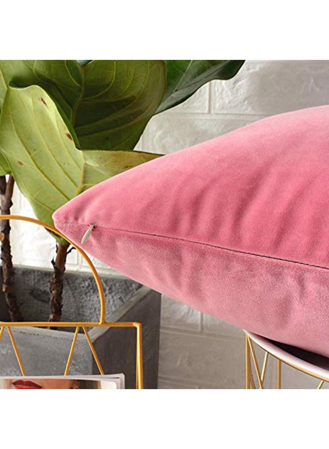 REGAL IN HOUSE 5-Piece Solid Pattern Decorative Pillow velvet Pink 30 x 30cm  - Image 2