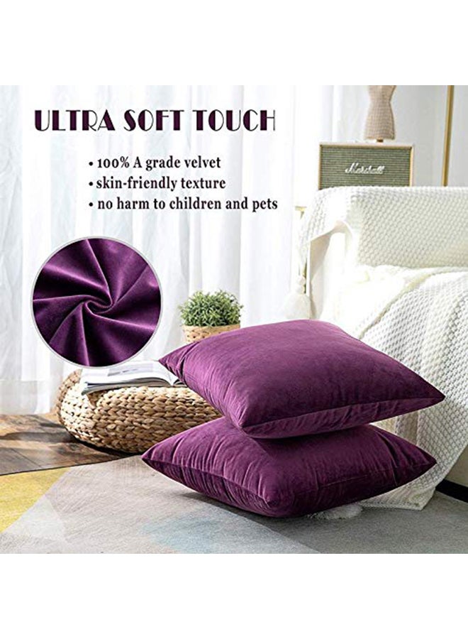 REGAL IN HOUSE 5-Piece Solid Pattern Decorative Pillow velvet Wine Purple 40 x 40cm  - Image 2