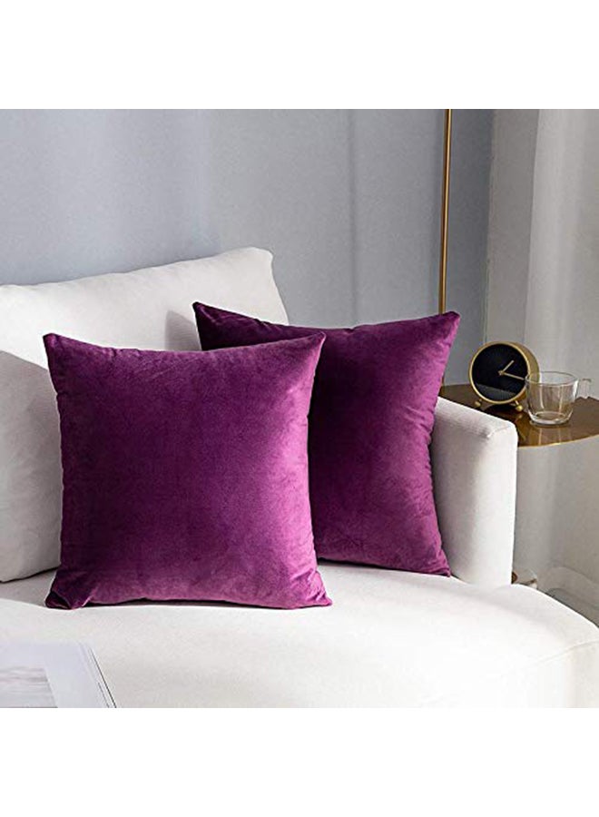 REGAL IN HOUSE 5-Piece Solid Pattern Decorative Pillow velvet Wine Purple 40 x 40cm  - Image 1