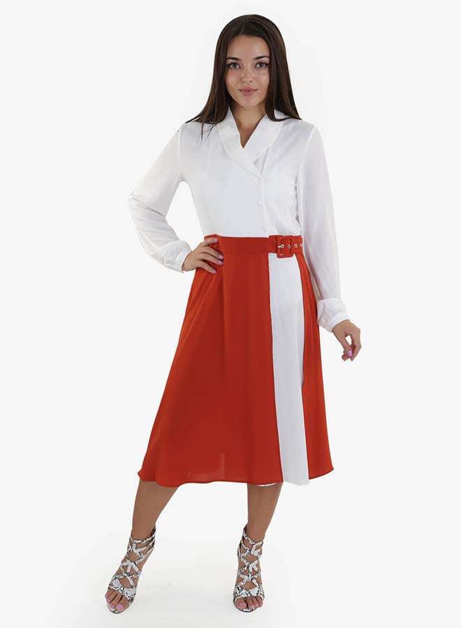 رو أورانج فستان صيفي رسمي أحمر/أبيض - Image 1