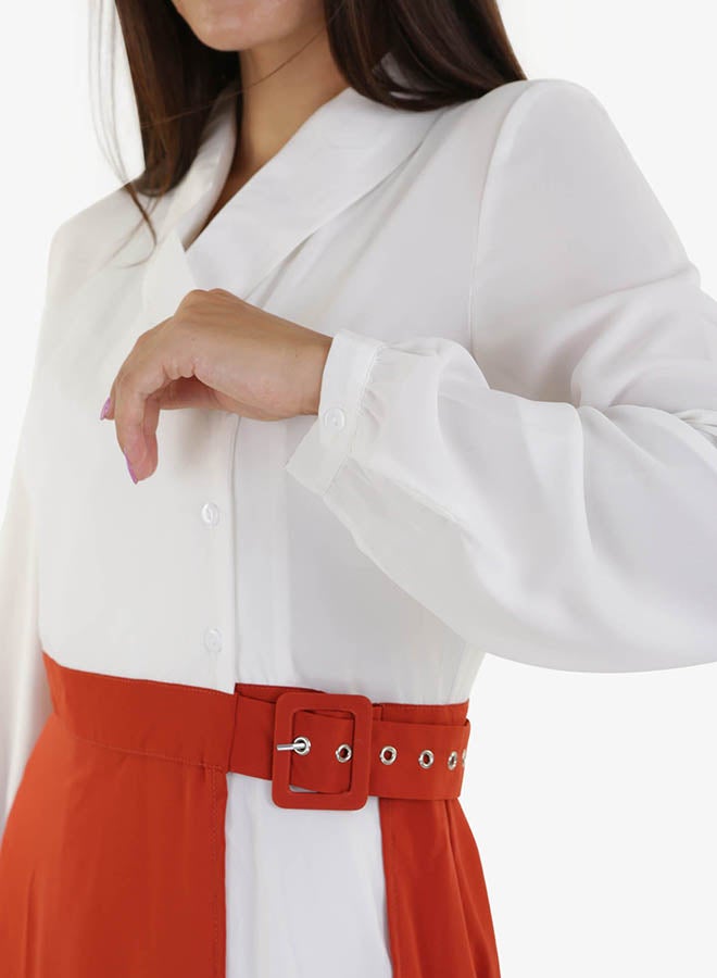 رو أورانج فستان صيفي رسمي أحمر/أبيض - Image 3