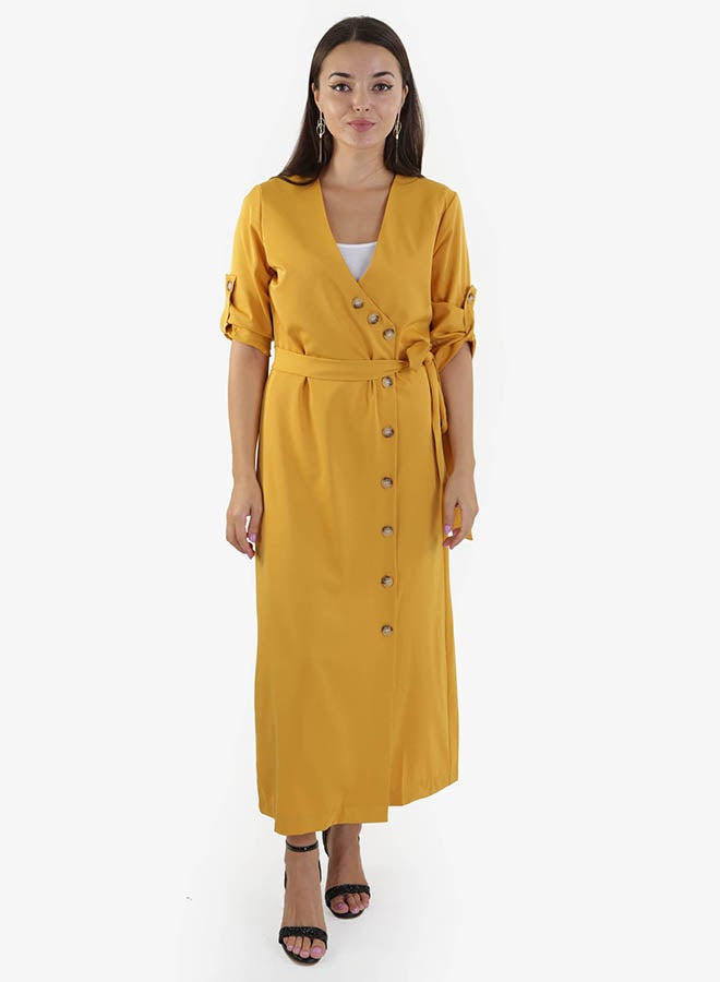 رو أورانج فستان أساسي متوسط الطول لون مسطردة - Image 1