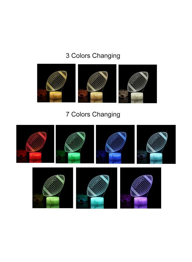 3D Rugby Football LED Night Light Multicolour 21.50x5.30x15cm - Image 3