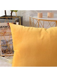 REGAL IN HOUSE 6-Piece Solid Pattern Decorative Pillow velvet Yellow 45x45cm  - Image 2