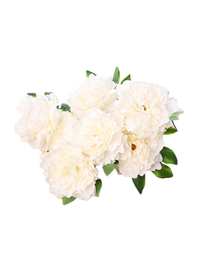 7-Piece Artificial Flower Set White/Green