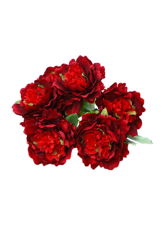 7-Piece Artificial Flower Set Red/Green