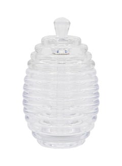 الهورا مرطبان عسل مع ملعقة شفاف 8.5x8.5x15سم  - Image 1