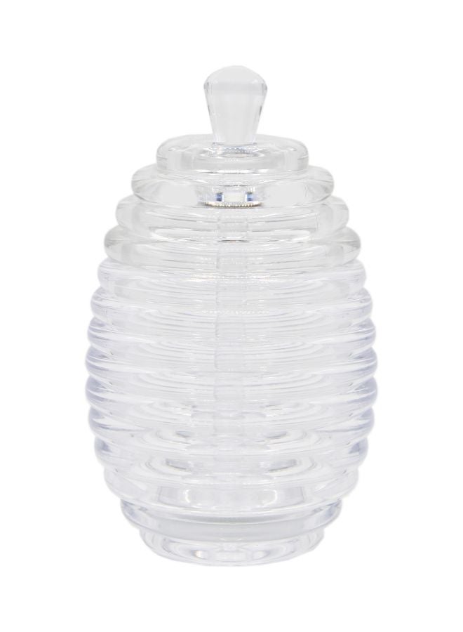 Al Hoora Honey Jar With Spoon Clear 8.5x8.5x15cm - Image 1