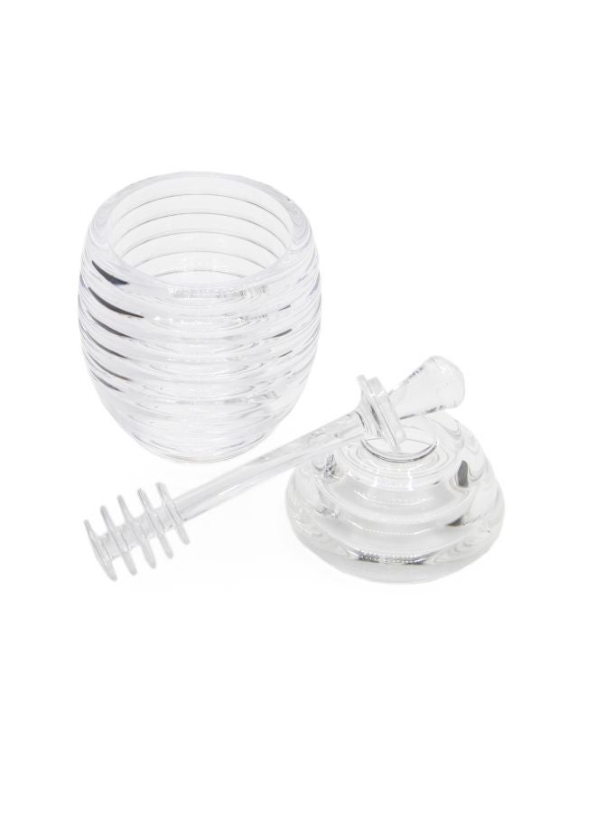 Al Hoora Honey Jar With Spoon Clear 8.5x8.5x15cm - Image 2
