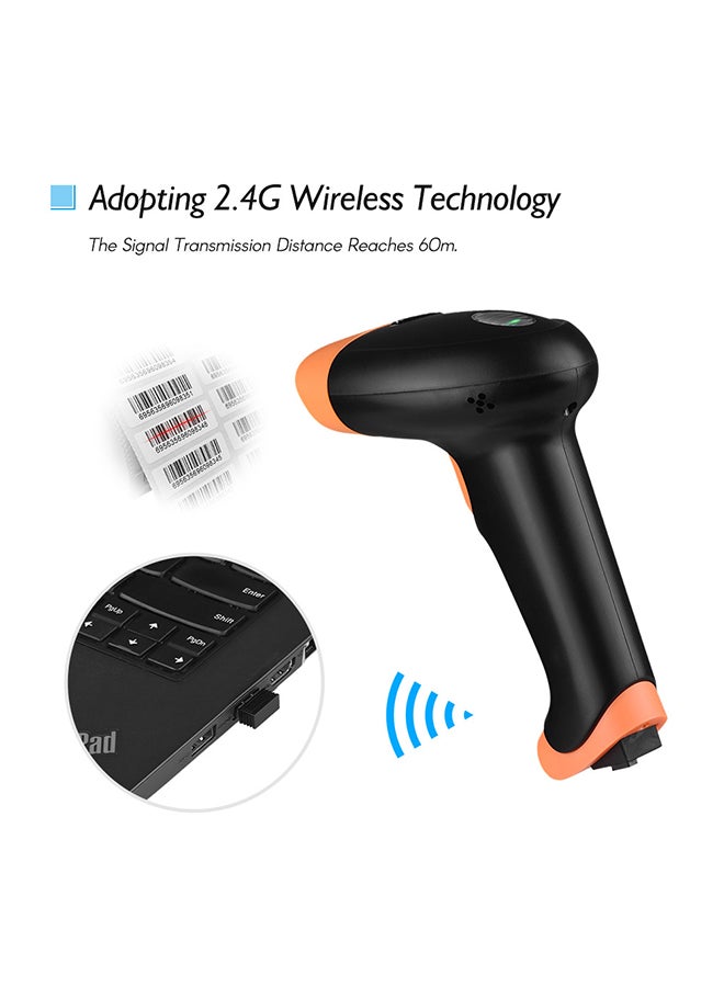 Aibecy Potable Wireless Barcode Scanner Black/Orange - Image 3