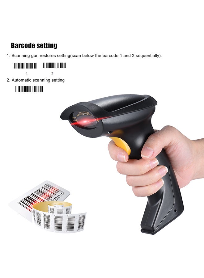 ماسح باركود لاسلكي محمول أسود - Image 2