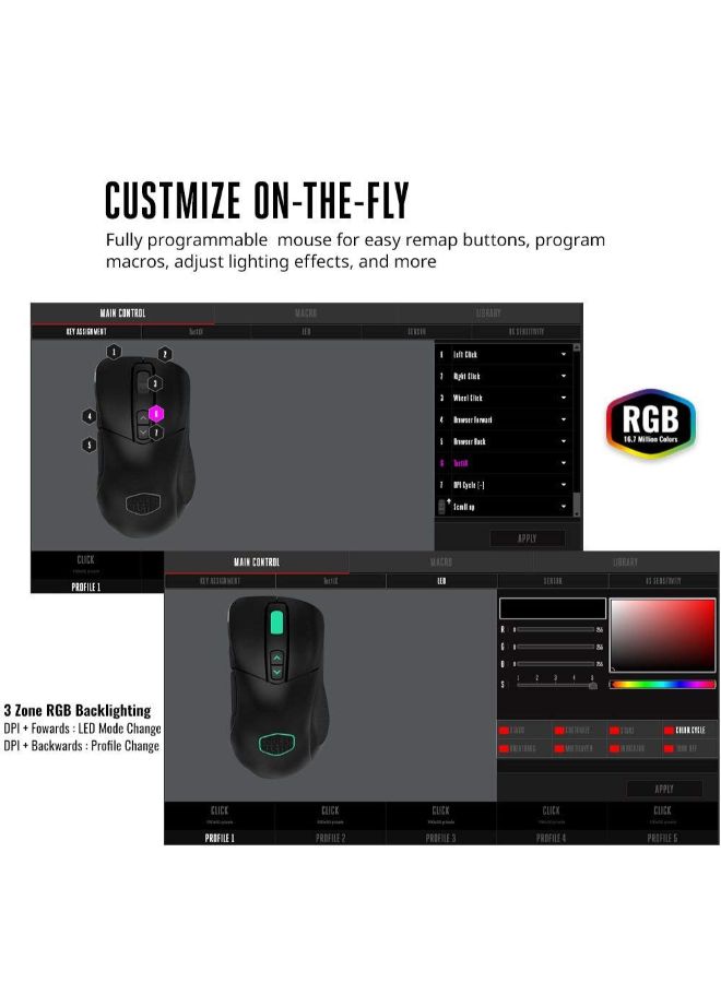 COOLER MASTER Ergonomic Gaming Mouse Black  - Image 5