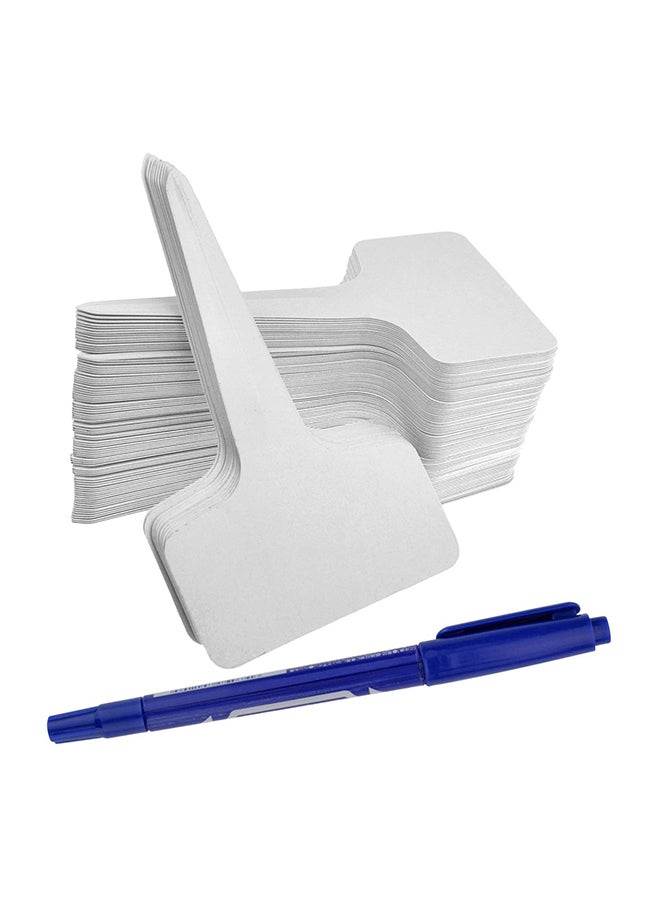 ishua Pack Of 100 Nursery Garden Labels With Tag Marker White/Blue 2.36 x 3.94inch - Image 1