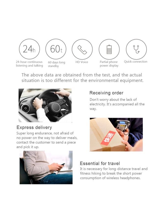 In-Ear Bluetooth Headphones With Mic White/Silver - Image 5