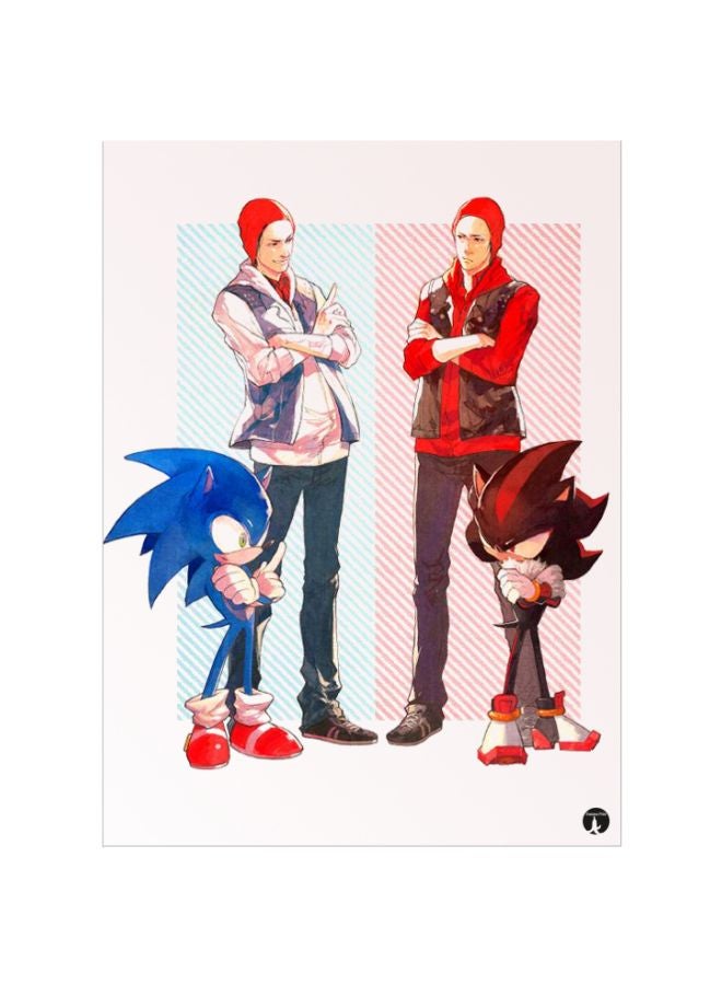 بي بي لوحة ماوس مزينة بطبعة مستوحاة من لعبتي الفيديو "Sonic" و"Infamous" أحمر/أزرق/وردي